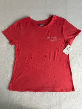 Junk Food Girls Just Wanna Have Fun Love Songs Tee XL NWT Coral ITEM2635